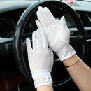 Women Touch Screen Lace Gloves Motorcycle Anti-UV Driving Riding Full Finger