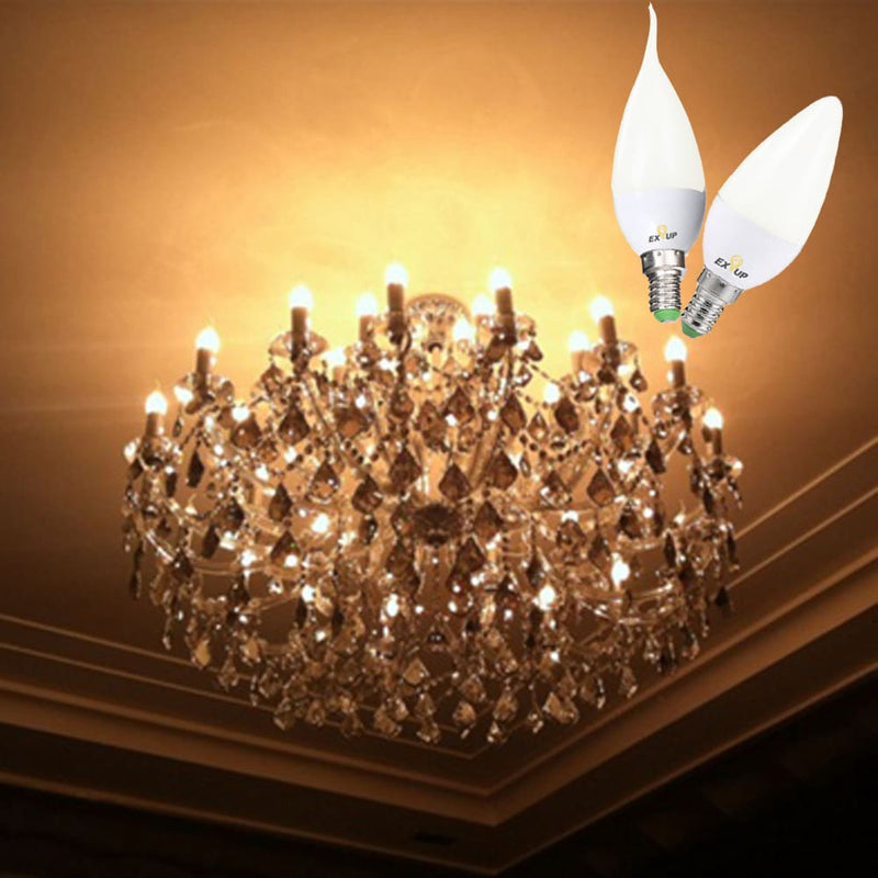 6PCS EXUP AC220V 5W E14 C37 LED Candle Light Bulb for Indoor Living Room Home Decoration