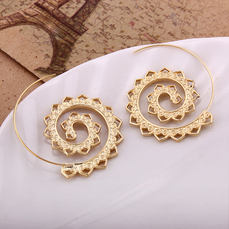 Trendy Big Circle Hoop Exaggerated Spiral Heart Drop Shape Earrings Gift for Women