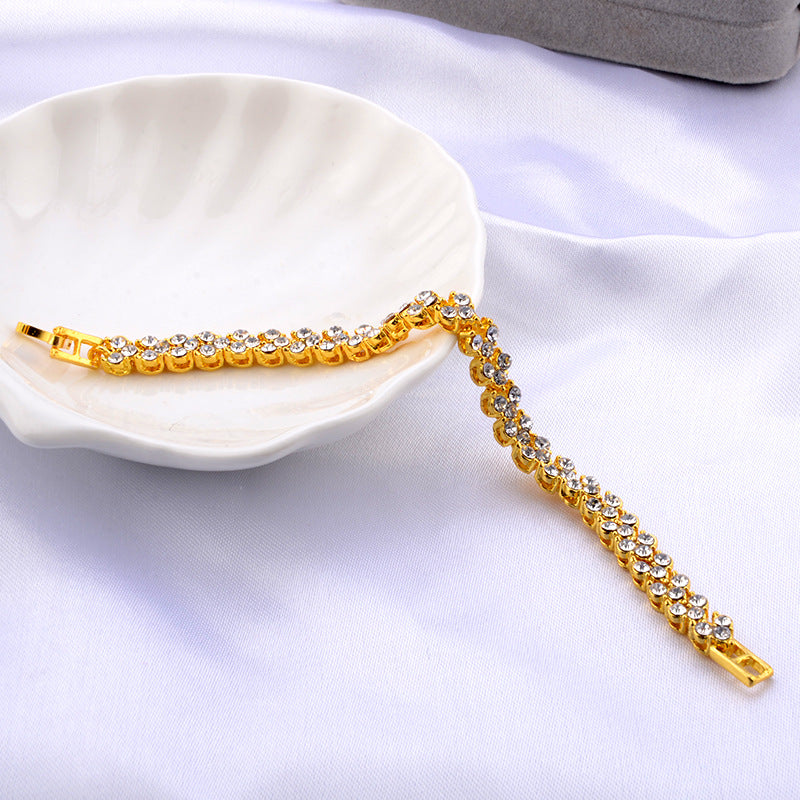 Trendy Metal Geometric Crystal Bracelet Temperament Rhinestone Bracelet