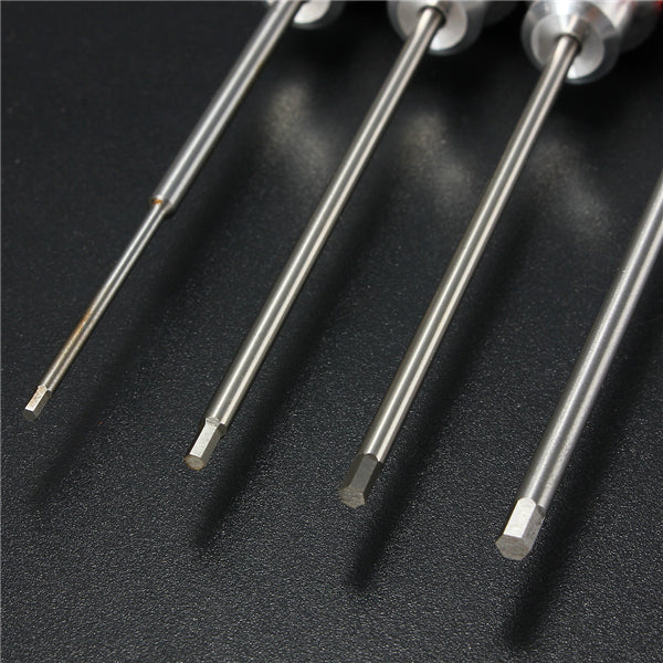 4PCS Stainless Steel 174mm Red Hex Screwdriver Repairing Hand Tool
