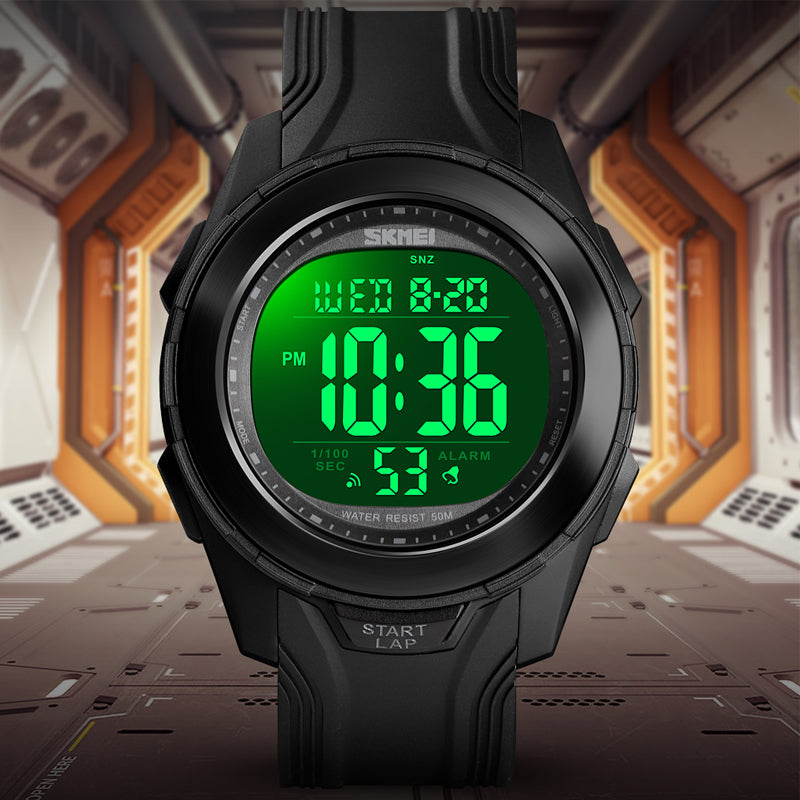 SKMEI 1503 Sport Men Watch 5ATM Waterproof Chronograph Outdoor Student Luminous Display Digital Watch
