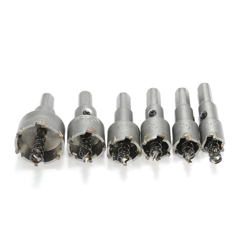 6pcs 16/18/20/22/25/32mm Steel Carbide Tipped Drill Bit Set 16-32mm Metal Hole Saw Alloy Cutter