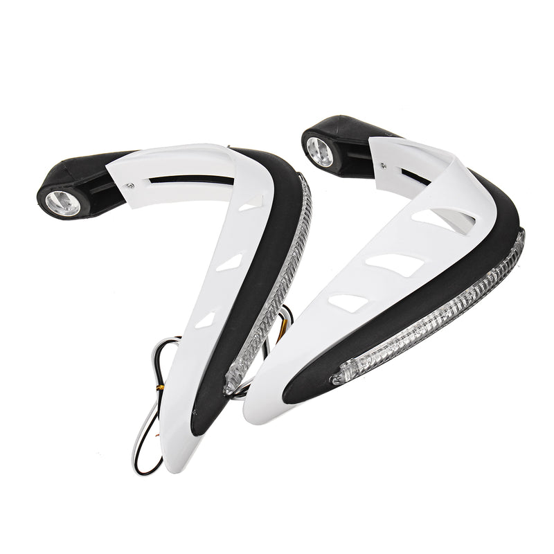 Handlebar Guard With White DRL LED Light Dirt Bike ATV Motocross Motorcycle Handguard Protector