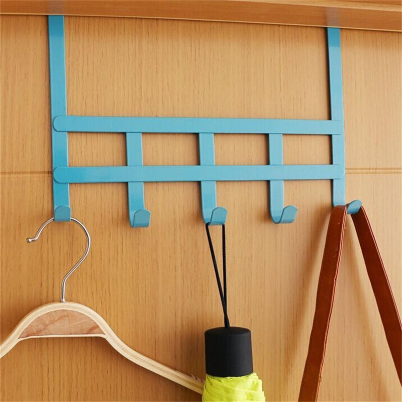 5 Hooks Door Cabinet Clothes Robe Hook Metal Storage Shelf Sundries Holder
