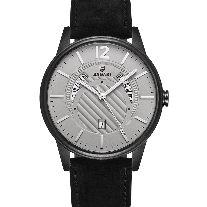 BAGARI 8015P Luminous Display Genuine Leather Strap Quartz Watch Casual Style Men Watch
