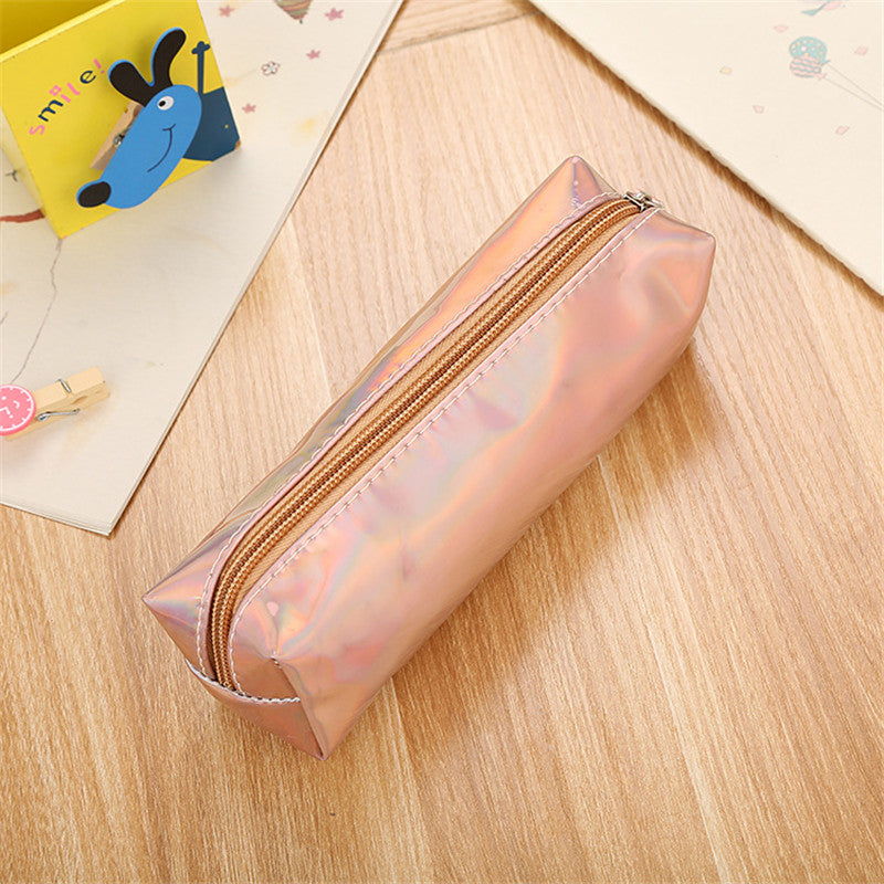 Holographic Stationery Pen Pencil Bag Larger Capacity Case Zip Makeup Cosmetic