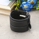 Men Punk Leather Bracelet Wristband Cuff Bangle 2 Layer
