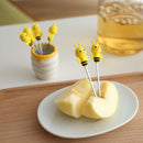 6 Pcs Silicone Bee Fruit Forks Mini Cartoon Animal Stainless Steel Salad Dessert Fruit Fork Picks