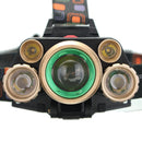 XANES 2407 2500LM T6+4XPE Headlamp Mechanical Zoom for Camping Hiking Cycling