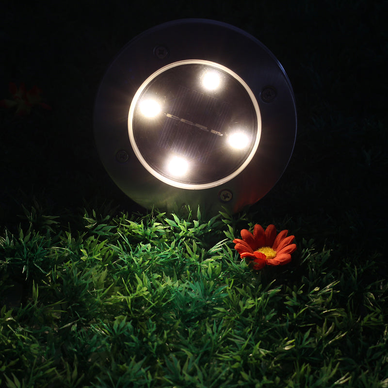 2Pcs 4 LED Solar Powered Buried Light Under Ground Lamp Outdoor Pathway Garden