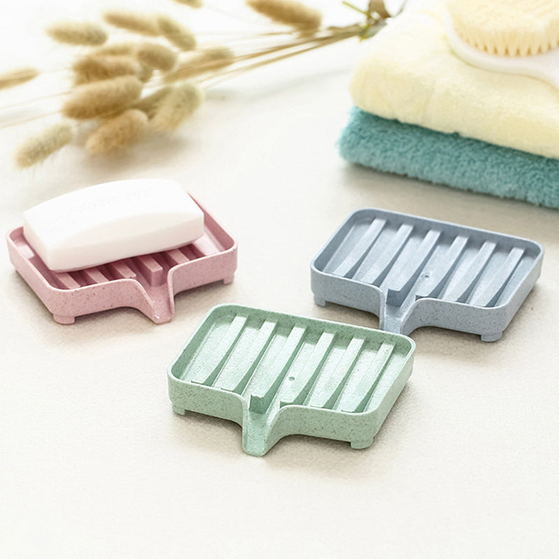 Bathroom Soap Box Wheat Straw Soap Dishes Bath Tools Storage Non-slip Grooved Drain Soap Shelf