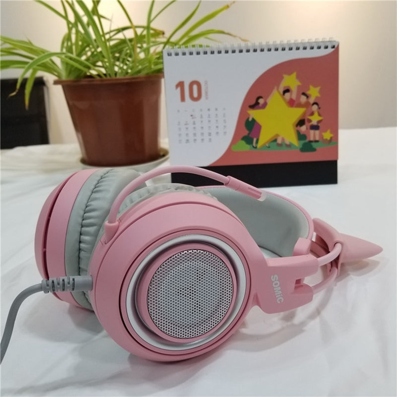 SOMiC G951S 3.5mm + USB DJ Deep Bass Gaming Headphone Cat Earphones Headset With Microphone for Computer Profession Gamer