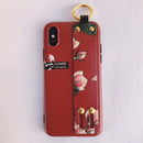 Fashion Flower Pattern Strap Ring Grip Stand Protective Case For iPhone XR/XS/XS Max/X/8/8 Plus/7/7 Plus/6s/6s Plus/6/6 Plus