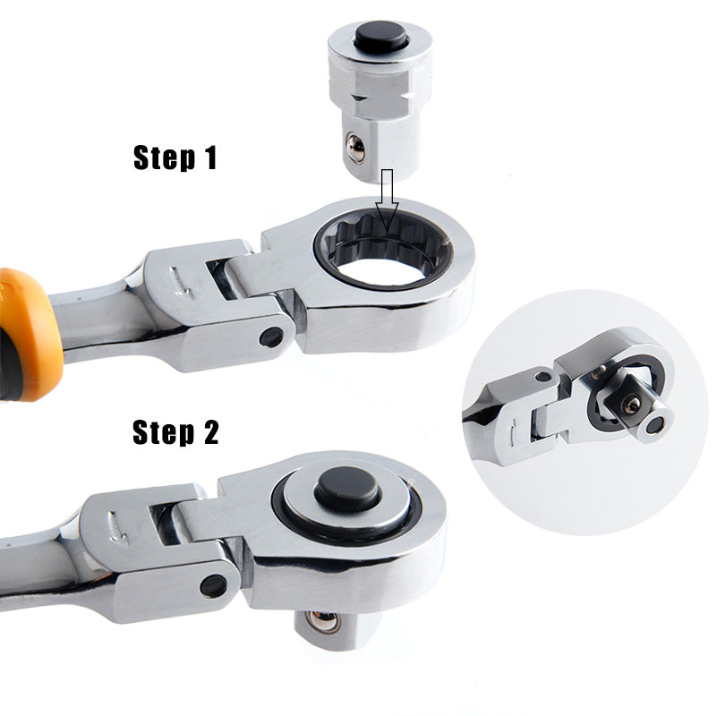 R'DEER 5Pcs Ratchet Wrench Set Adjustable Sleeve Adapter CR-V Wrench Spanner Auto Repair Tools