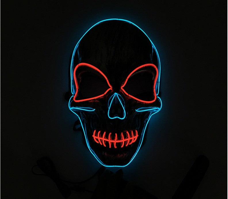 Silver Light Up LED Skeleton Skull Mask Halloween Holiday Light Costume Accessory