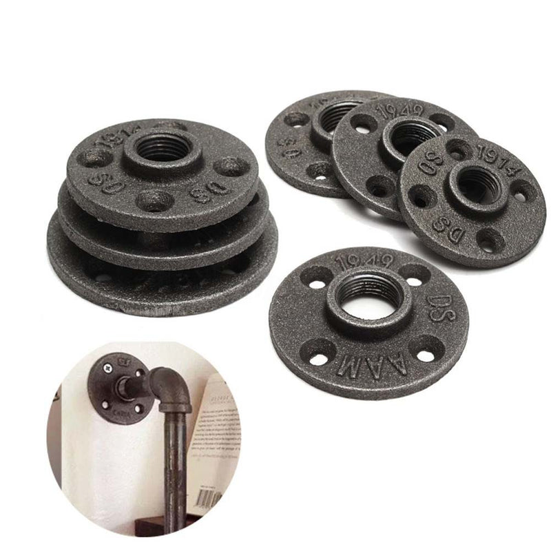 10Pcs Reinforced Black Flange Iron Pipe Wall Mount Floor Fitting Plumbing Threaded  Iron Casting Flange