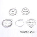 5-piece Simple Fashion Metal Shell Map Silver Beads Anchor Bracelet