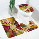 Christmas Santa Claus Non-Slip Toilet Seat Cover Carpet Mats Shower Curtain Set