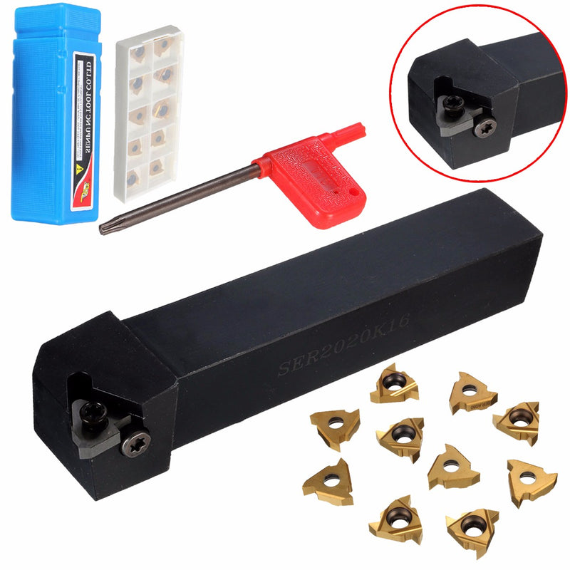 SER2020K16 20x125mm Lathe Turning Tool Holder Boring Bar With 10pcs 16ER AG60 Inserts
