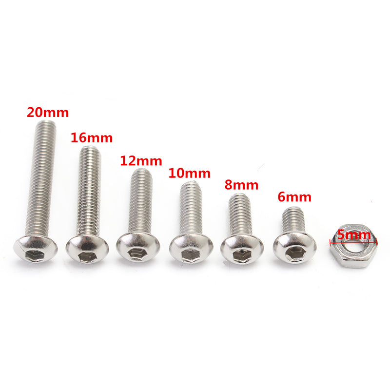 600Pcs M3 Stainless Steel Hex Socket Allen Bolt Assorment with Nuts