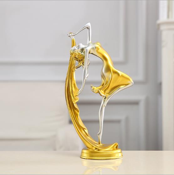 Elegant Dancing Girl Decoration Resin Art Deco Sculpture Abstract Statue Decorations