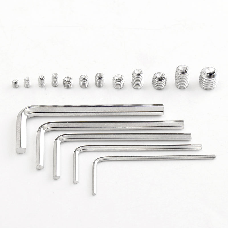 Suleve MXSS3 240Pcs M3/M4/M5/M6/M8 Stainless Steel Hex Allen Grub Screw Socket Flat Point Set Screws Wrench Assortment Kit