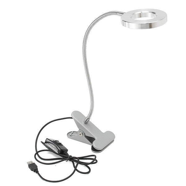 USB Flexible Clip-On LED Bedside Desk Reading Light White/Warm White Portable Make Up Night Lamp