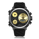 OHSEN AD1801 Unique Design Three Time Zones LED Military Style Dual Display Watch Digital Watch