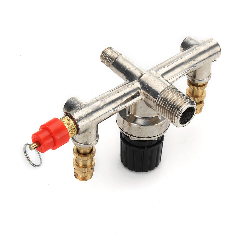 Zinc Alloy Air Compressor Double Outlet Tube Pressure Regulator Valve Fitting Air Valve