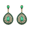 Bohemian Rhinestone Water Drop Pendant Ear Stud Piercing Earrings Clothing Accessories for Women