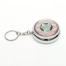 Portable Stainless Steel Round Ashtray Jewelry Box Storage Case With Keychain