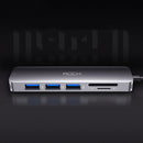 ROCK 6 IN 1 USB-C To 3*USB3.0 TF SD Card Slot PD Fast Charging Adapter HUB For MacBook MateBook ThinkPad New S2 Xiaomi HUAWEI