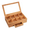 Wooden Tea Coffee Box 8 Section Compartments Glass Lid Multi Storage Spice Chest Kitchen Storage Container