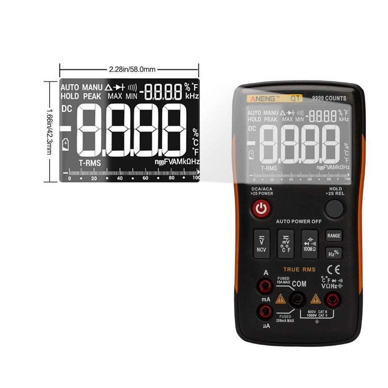 ANENG Q1 Digital Multimeter 9999 Analog Tester True RMS Professional Multimetro DIY Transistor Capacitor NCV Testers LCR Meter
