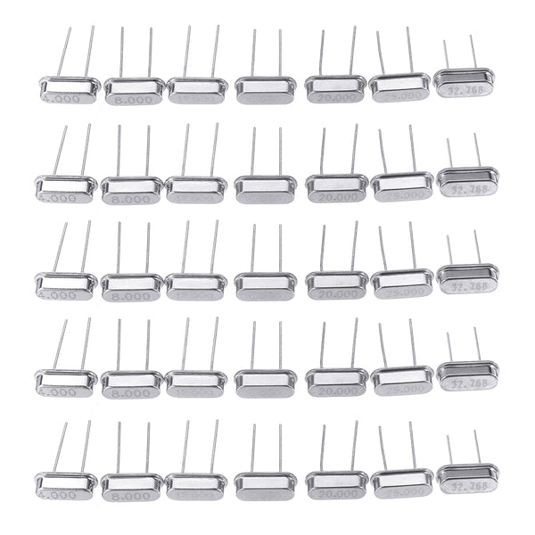 105pcs Crystal Oscillator Electronic Kit Ceramic Quartz Crystals DIP 7 Kinds Each 15pcs 32.768 4 8 12 16 20 25 MHZ