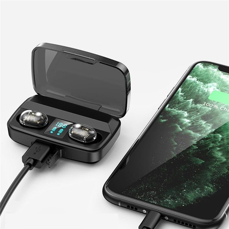 Bakeey M13C TWS bluetooth 5.0 Earphone LED Display Touch Control 1800mAh Power Bank Transparent Headphone with Mic