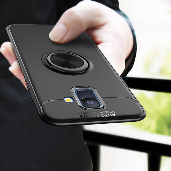 C-KU 360 Rotating Ring Grip Kicktand Protective Case For Samsung Galaxy A6 2018