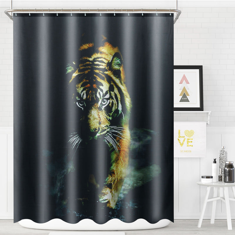 72"X 72" Wildlife Animal Nature Decor Tiger Bathroom Decor Shower Curtain with Plastic Shower Hooks