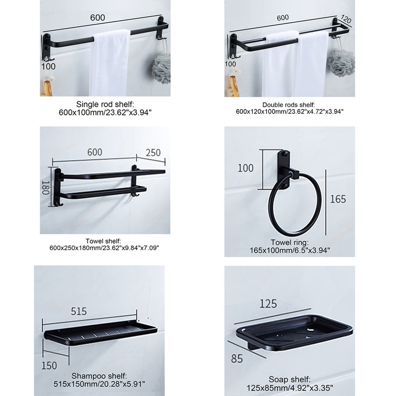 Aluminum Bathroom Shower Caddy Shelf Wall-mounted Rack Organizer Towel Holder