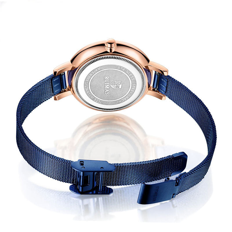 RUIMAS 523 Fashion Women Watch Light Luxury Hardlex Mirror Stainless Steel Strap Quartz Watch