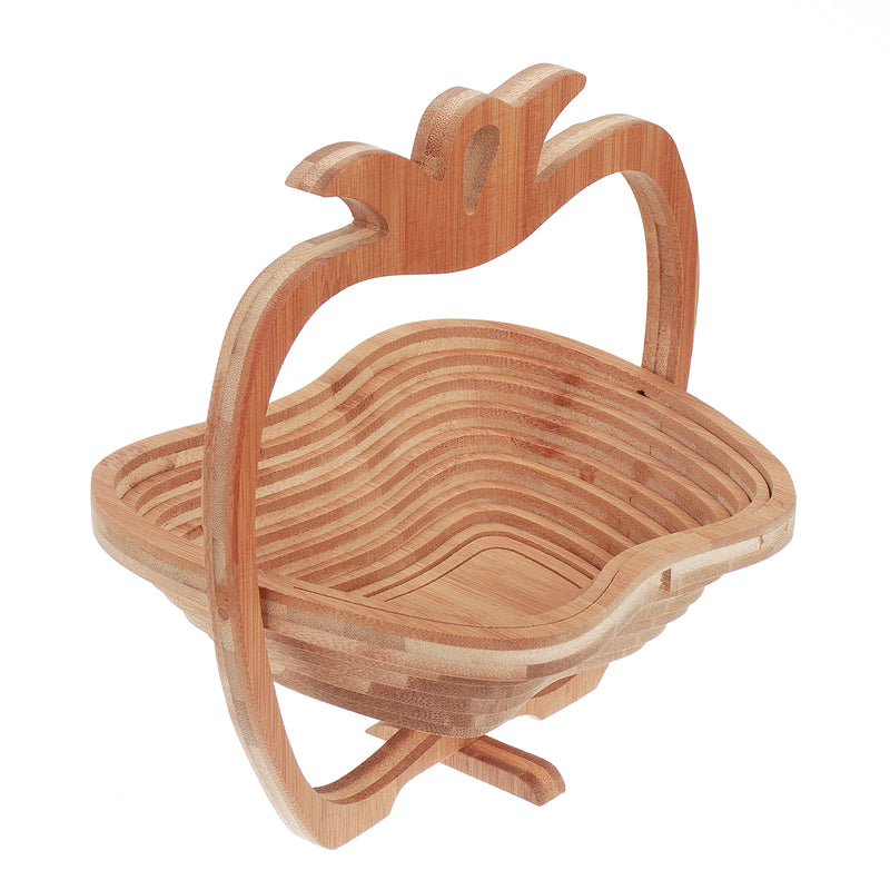 Collapsible Bamboo Fruit Basket Bowl Folding Foldable Trivet Storage Holder Rack Storage Baskets