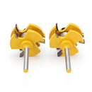 Drillpro 2Pcs 6/8mm Shank 3 Tooth T Mortise Tenon Cutter Woodworking Tongue Groove Router Bit Set