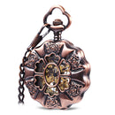 JIJIA JX013 Six Petals Hollow Alloy Chic Mechanical Pocket Watch