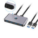 Rocketek USS3 USB KVI Switcher Box 2 Computers 6 Ports USB 3.0 USB Hub Adapter Converter for Keyboard Mouse Printer Monitor