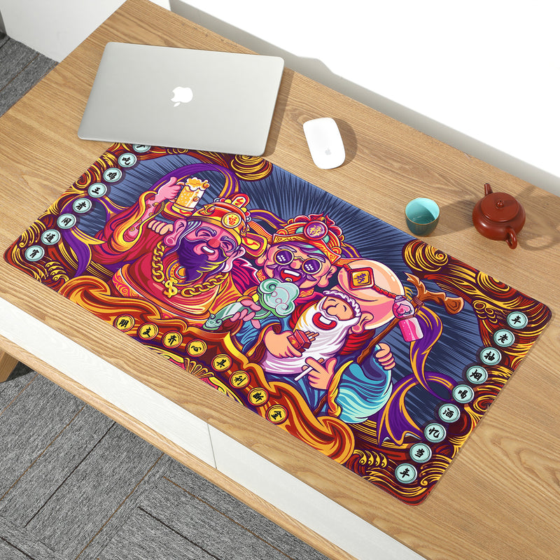 BUBM JRZD-C Chinese Gods Desktop Mouse Pad Rubber Gaming Table Mat Writing Mat for Office Home