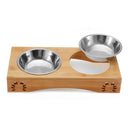Stainless Steel Durable Double Pet Bowls Dish Dog Cat Stand Feeder Anti Slip Food Water Bowl