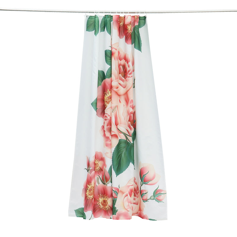 71''x71'' Long Peach Blossom Pattern Waterproof Polyester Shower Curtain with Hooks