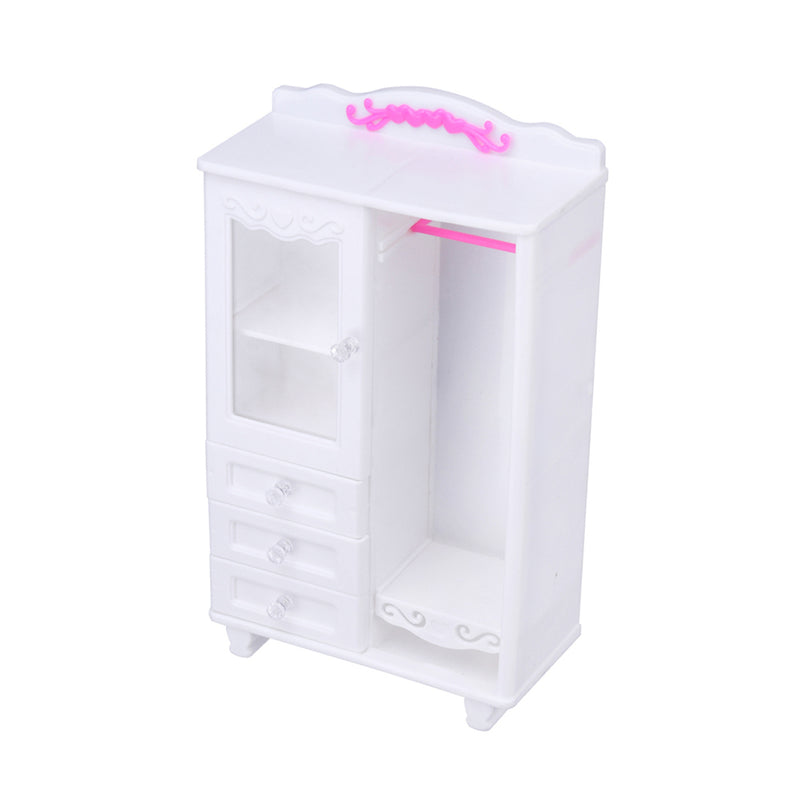 Kids Chlid Miniature Wardrobe DIY Doll House Bedroom Furniture Clothes Hangers Storage Toys