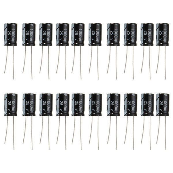 20pcs 1000uF 25V Radial Electrolytic Capacitor 10 x 17mm 105C